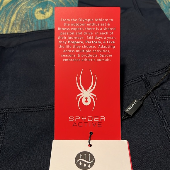NWT Spyder Active Women's High Rise Tech Fleece Lined Navy Blue Leggings Sz L - Picture 5 of 8
